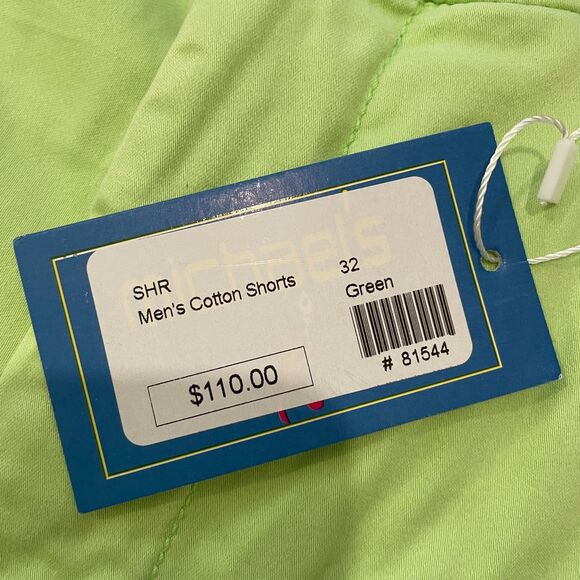 $110 Michael's NWT Mens 32 Green Cotton Blend Chino Shorts Preppy Sporty Stretch - Picture 4 of 7